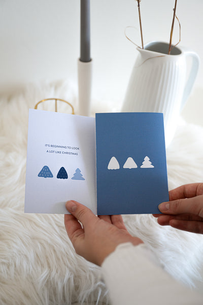 Weihnachts-Faltkarten-Set "Blue Trees" - monQu